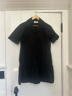 Black Short-Sleeve Button-Front Mini Dress by Madewell